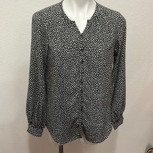 Nine West Black White Button Down Professional Shirt Sz S